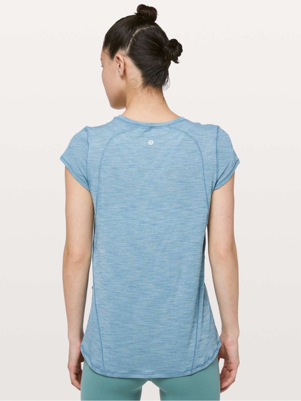 Lululemon Heathered Blue Short Sleeve Athletic Top Approx L